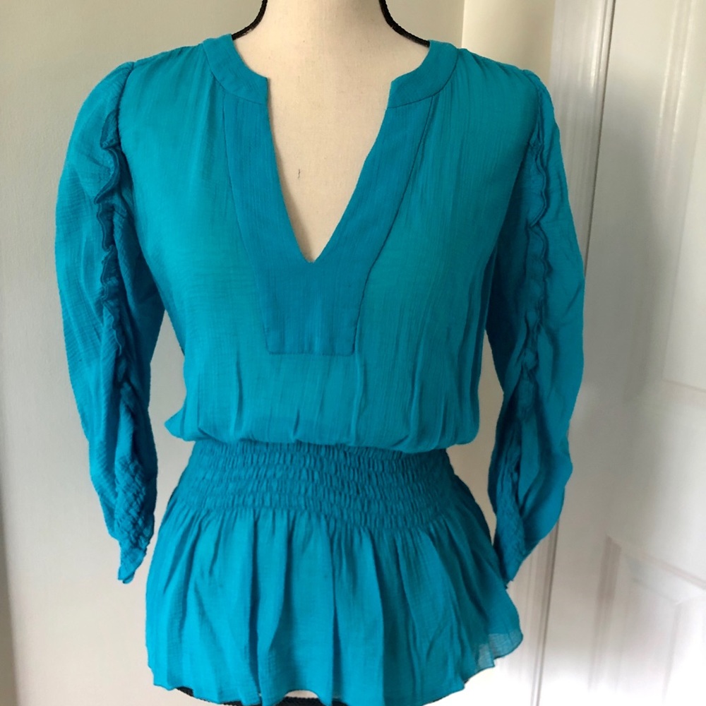 BCBG Max Azria deep teal cotton crepe top, S
